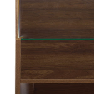 Acres Accent Table With Tempered Glass Top And Natural Wood Frame — Rustic Modern Compact Accent Piece