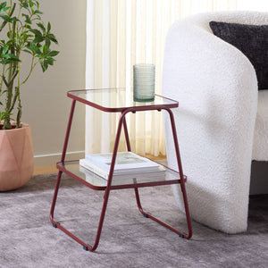 Safavieh Zunia Modern Two-Tier Accent Table - Sleek Design For Stylish Storage, Decor, And Living Room Use Brickred ACC2330C