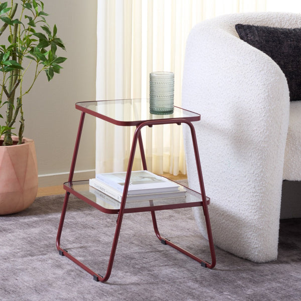 Safavieh Zunia Modern Two-Tier Accent Table - Sleek Design For Stylish Storage, Decor, And Living Room Use Brickred ACC2330C