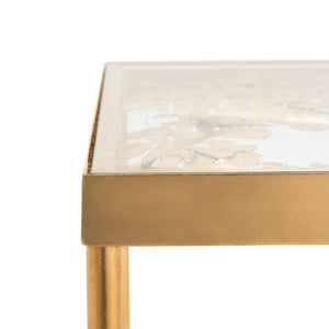 Safavieh Leilani Artisan Palm Leaf Side Table With Glass Top - Elegant Accent For Living Rooms & Bedrooms ACC2500A