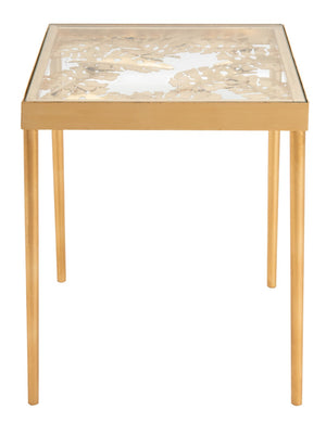 Safavieh Leilani Artisan Palm Leaf Side Table With Glass Top - Elegant Accent For Living Rooms & Bedrooms ACC2500A
