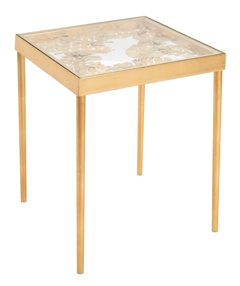 Safavieh Leilani Artisan Palm Leaf Side Table With Glass Top - Elegant Accent For Living Rooms & Bedrooms ACC2500A