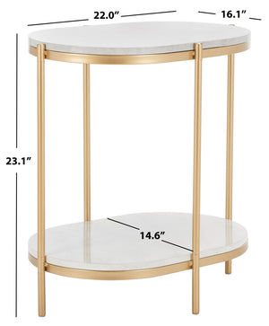 Safavieh Dove End Table - Chic Double-Tier Oval Design With Faux Marble Top & Gold Frame For Stylish Living ACC2501A