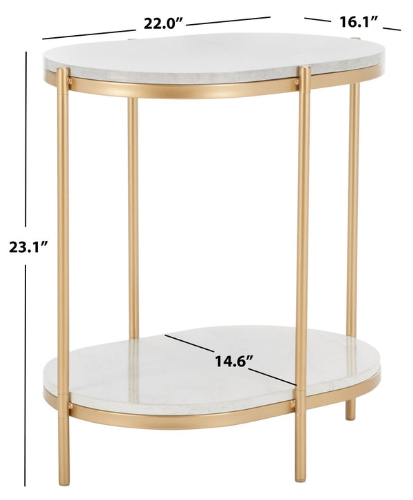 Safavieh Dove End Table - Chic Double-Tier Oval Design With Faux Marble Top & Gold Frame For Stylish Living ACC2501A