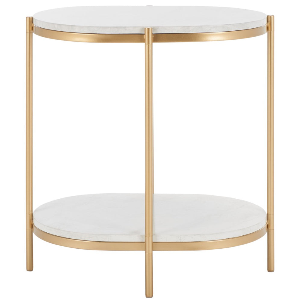 Safavieh Dove End Table - Chic Double-Tier Oval Design With Faux Marble Top & Gold Frame For Stylish Living ACC2501A