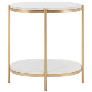 Safavieh Dove End Table - Chic Double-Tier Oval Design With Faux Marble Top & Gold Frame For Stylish Living ACC2501A