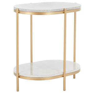 Safavieh Dove End Table - Chic Double-Tier Oval Design With Faux Marble Top & Gold Frame For Stylish Living ACC2501A