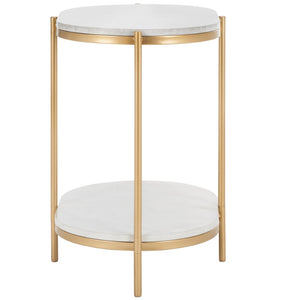 Safavieh Dove End Table - Chic Double-Tier Oval Design With Faux Marble Top & Gold Frame For Stylish Living ACC2501A