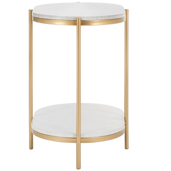 Safavieh Dove End Table - Chic Double-Tier Oval Design With Faux Marble Top & Gold Frame For Stylish Living ACC2501A