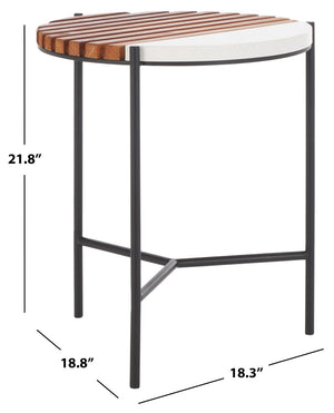 Safavieh Dallas End Table - Modern Asymmetric Slatted Wood Design With Faux Marble Top For Stylish Spaces ACC2502A