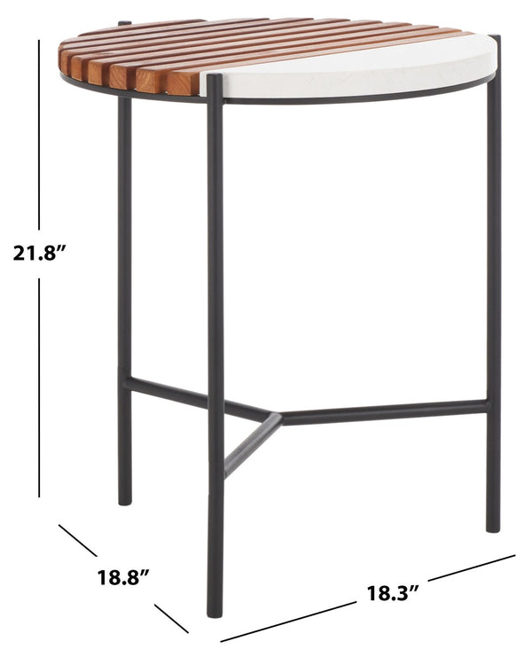 Safavieh Dallas End Table - Modern Asymmetric Slatted Wood Design With Faux Marble Top For Stylish Spaces ACC2502A