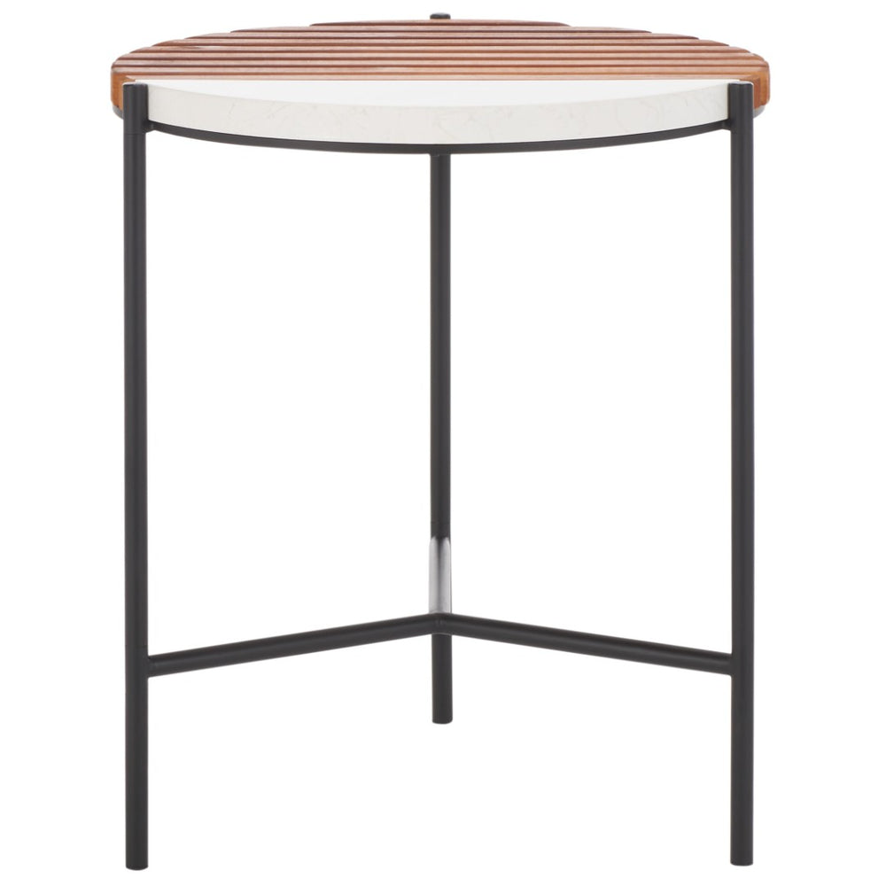 Safavieh Dallas End Table - Modern Asymmetric Slatted Wood Design With Faux Marble Top For Stylish Spaces ACC2502A