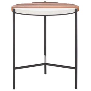 Safavieh Dallas End Table - Modern Asymmetric Slatted Wood Design With Faux Marble Top For Stylish Spaces ACC2502A