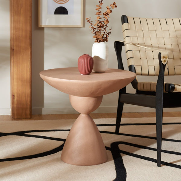 Safavieh Atley Sculptural Accent Table - Elegant Drum Design With Hourglass Base For Contemporary Spaces Terracotta ACC2815C