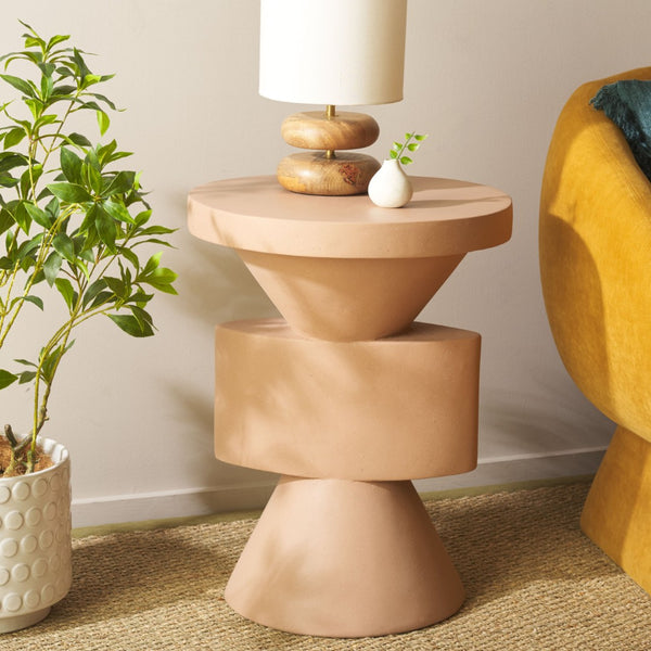Safavieh Malix Accent Table - Sculptural Modern Design With Geometric Form For Stylish Living Spaces And Functionality Terracotta ACC2817C