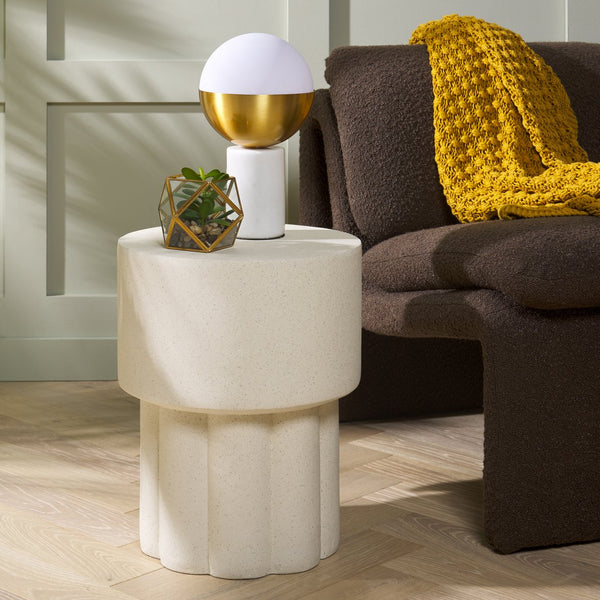 Safavieh Eldrick Accent Table - Sculptural Elegance With Fluted Detail For Contemporary Home Decor Showcase White Magnesium Oxide Acc2822a