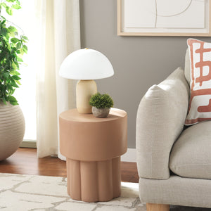 Safavieh Eldrick Accent Table - Sculptural Elegance With Fluted Detail For Contemporary Home Decor Showcase Terracotta Magnesium Oxide Acc2822c