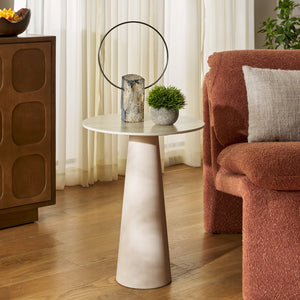 Safavieh Nurem Short Ceramic Side Table Beige Ceramic / Beige  ACC2901A