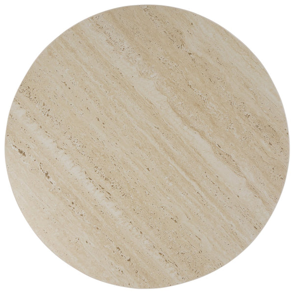 Safavieh Kielh Elegant Beige Ceramic Side Table - Sculptural Design With Round Top & Metallic Base Accent Beige Ceramic ,Beige Ceramic ,Iron Acc2902a