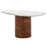 Safavieh Mono Large Marble Side Table  Off White Marble / Walnut ACC2906A