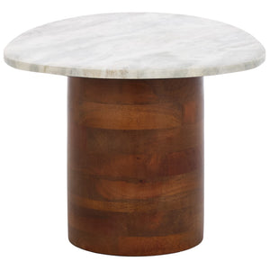 Safavieh Mono Large Marble Side Table  Off White Marble / Walnut ACC2906A