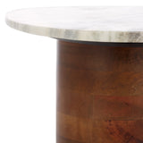 Safavieh Mono Large Marble Side Table  Off White Marble / Walnut ACC2906A