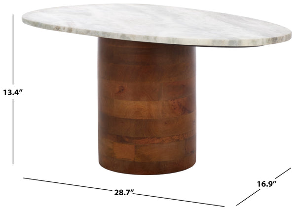 Safavieh Mono Large Marble Side Table  Off White Marble / Walnut ACC2906A