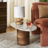 Safavieh Mono Large Marble Side Table  Off White Marble / Walnut ACC2906A