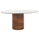 Safavieh Mono Large Marble Side Table  Off White Marble / Walnut ACC2906A