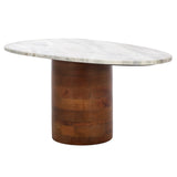 Safavieh Mono Large Marble Side Table  Off White Marble / Walnut ACC2906A