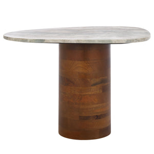 Safavieh Mono Sculptural Medium Marble Side Table – Unique Off-White Top & Solid Mango Wood Base Design ACC2907A
