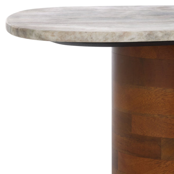 Safavieh Mono Sculptural Medium Marble Side Table – Unique Off-White Top & Solid Mango Wood Base Design ACC2907A