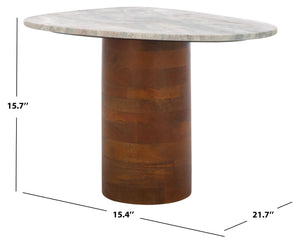 Safavieh Mono Sculptural Medium Marble Side Table – Unique Off-White Top & Solid Mango Wood Base Design ACC2907A