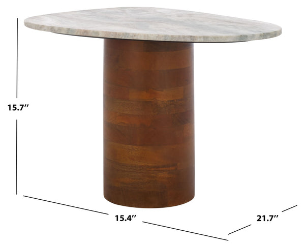Safavieh Mono Sculptural Medium Marble Side Table – Unique Off-White Top & Solid Mango Wood Base Design ACC2907A