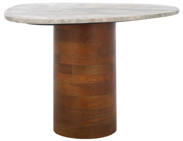 Safavieh Mono Sculptural Medium Marble Side Table – Unique Off-White Top & Solid Mango Wood Base Design ACC2907A
