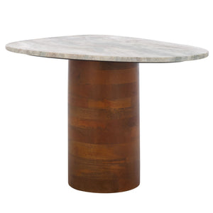 Safavieh Mono Sculptural Medium Marble Side Table – Unique Off-White Top & Solid Mango Wood Base Design ACC2907A