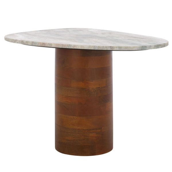 Safavieh Mono Sculptural Medium Marble Side Table – Unique Off-White Top & Solid Mango Wood Base Design ACC2907A