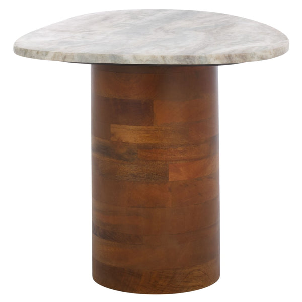 Safavieh Mono Sculptural Medium Marble Side Table – Unique Off-White Top & Solid Mango Wood Base Design ACC2907A