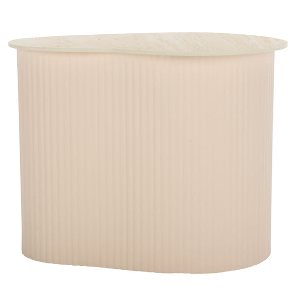 Safavieh Mtp Small Ceramic Side Table: Sculptural Beige Accent With Ribbed Base For Stylish Living Spaces ACC2911A