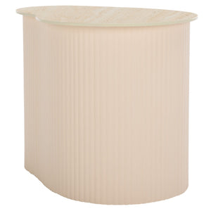 Safavieh Mtp Small Ceramic Side Table: Sculptural Beige Accent With Ribbed Base For Stylish Living Spaces ACC2911A