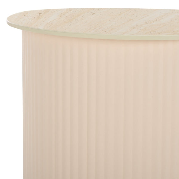 Safavieh Mtp Small Ceramic Side Table: Sculptural Beige Accent With Ribbed Base For Stylish Living Spaces ACC2911A