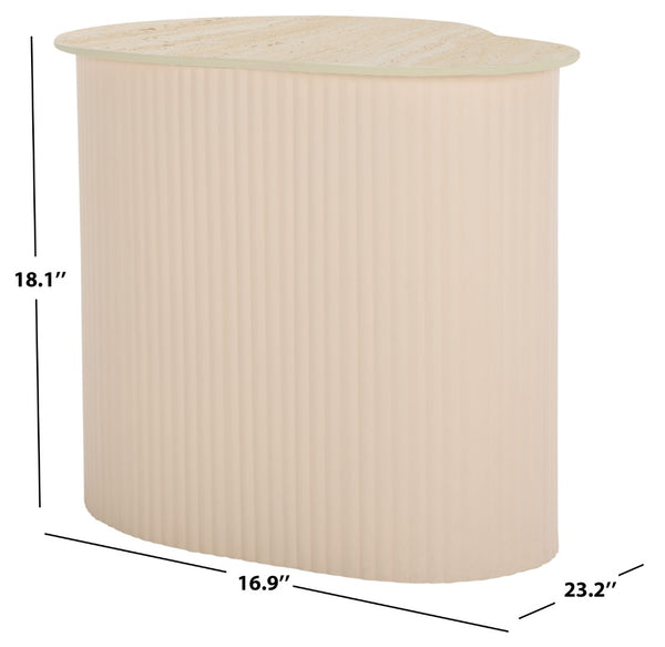 Safavieh Mtp Small Ceramic Side Table: Sculptural Beige Accent With Ribbed Base For Stylish Living Spaces ACC2911A