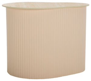 Safavieh Mtp Small Ceramic Side Table: Sculptural Beige Accent With Ribbed Base For Stylish Living Spaces ACC2911A
