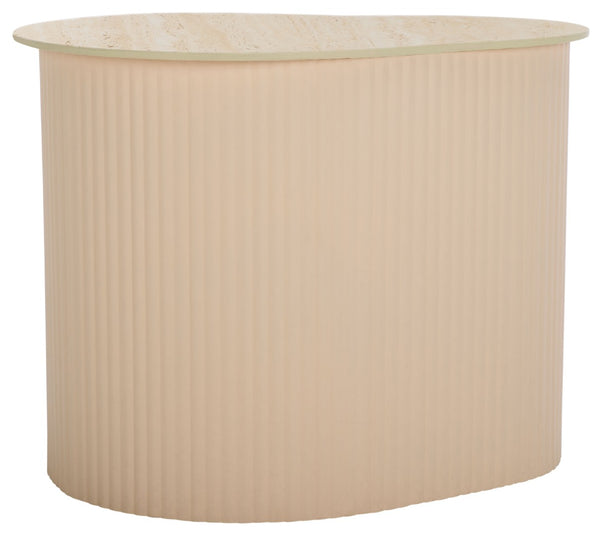 Safavieh Mtp Small Ceramic Side Table: Sculptural Beige Accent With Ribbed Base For Stylish Living Spaces ACC2911A