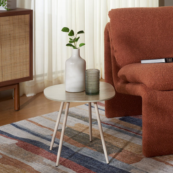 Safavieh Mint Small Ceramic Side Table - Chic Beige Design With Sleek Curves And Metallic Legs For Any Space Beige Ceramic ,Beige Ceramic ,Iron Acc2914a