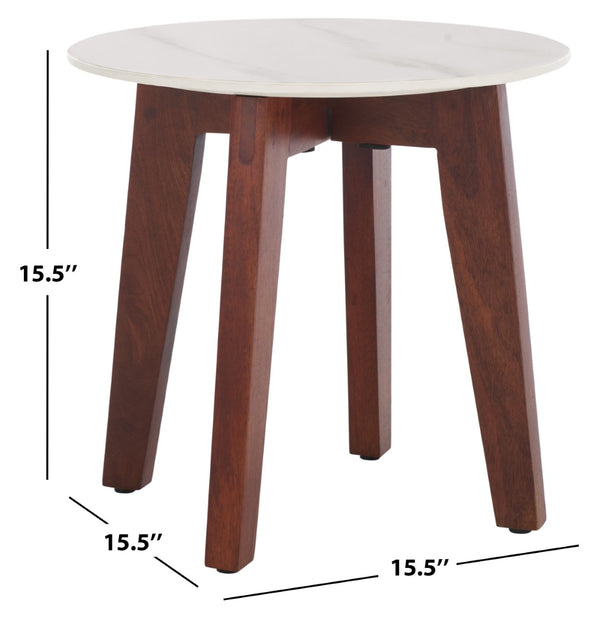 Safavieh Helley Elegant Ceramic Accent Table With Sculpted Mango Wood Base - Versatile Home Décor Piece ACC2915A