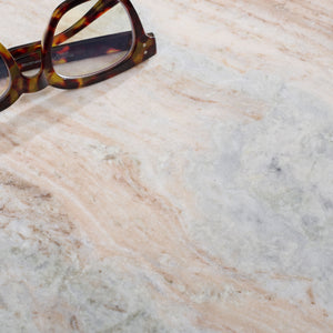 Marisa Marble Side Table With Natural Veining Top And Warm Wood Legs — Compact Luxe Accent For Any Room