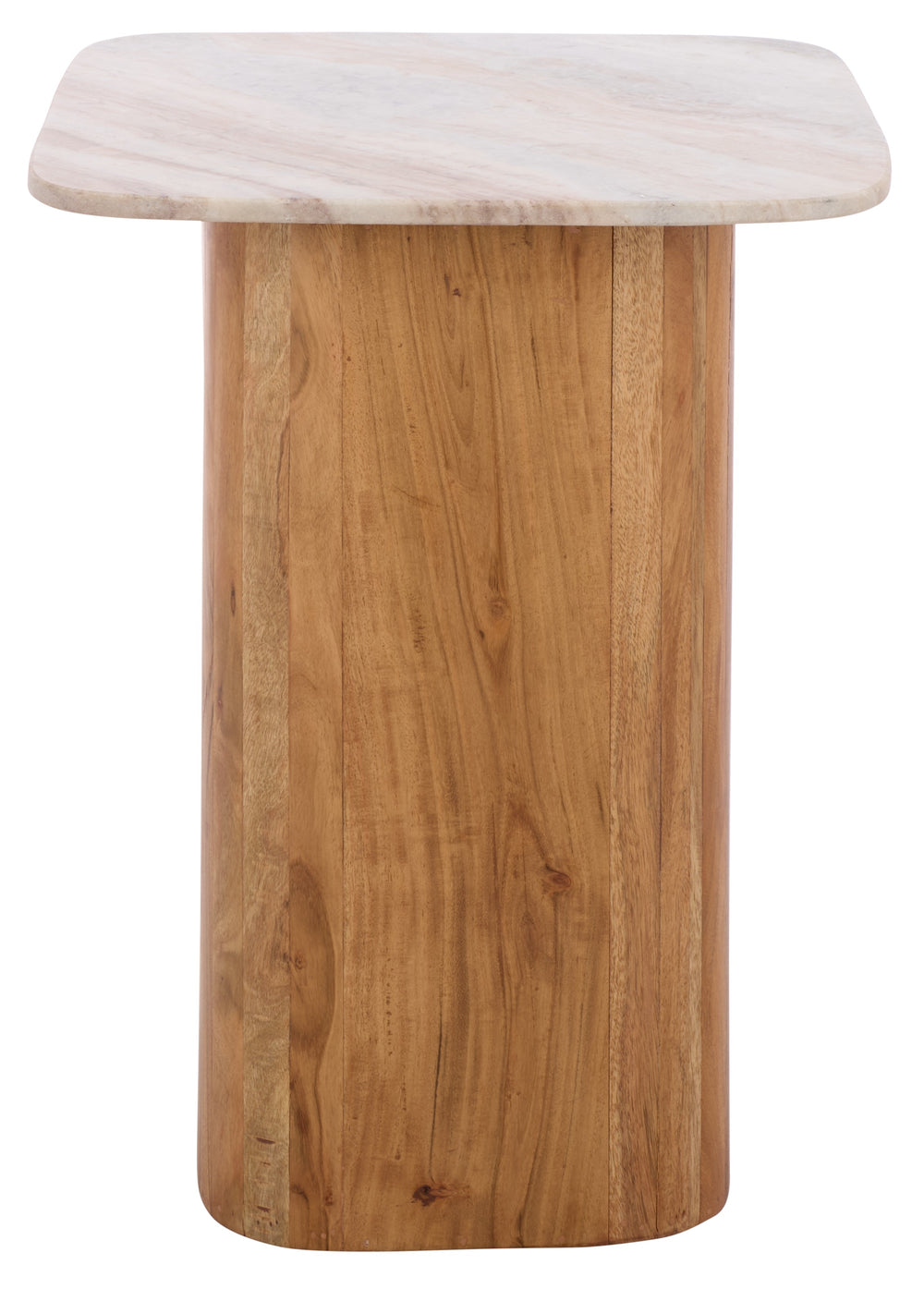 Marisa Marble Side Table With Natural Veining Top And Warm Wood Legs — Compact Luxe Accent For Any Room