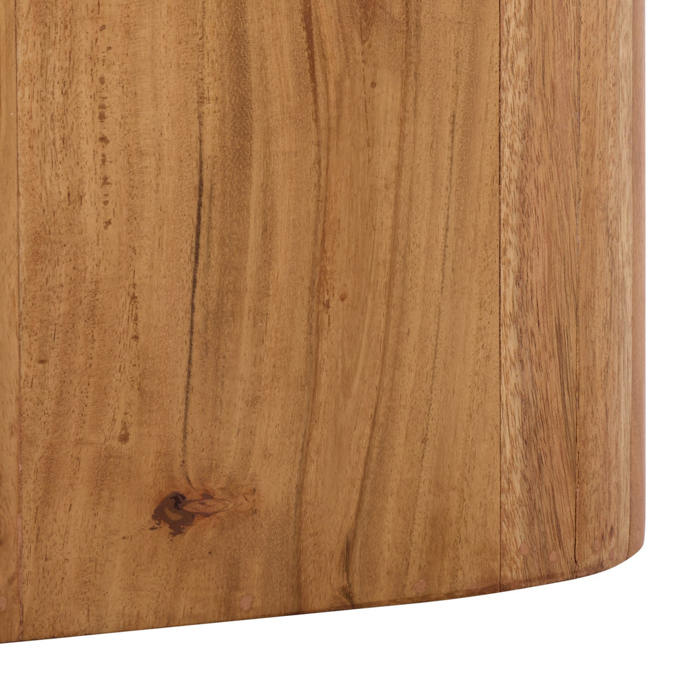Marisa Marble Side Table With Natural Veining Top And Warm Wood Legs — Compact Luxe Accent For Any Room