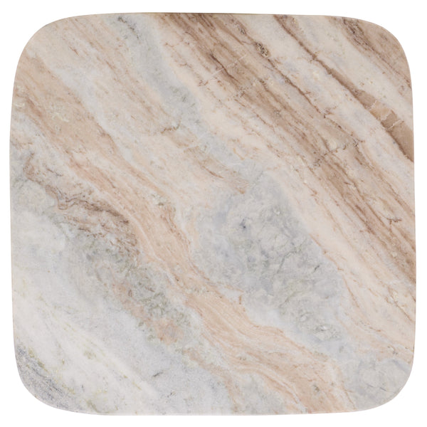 Marisa Marble Side Table With Natural Veining Top And Warm Wood Legs — Compact Luxe Accent For Any Room